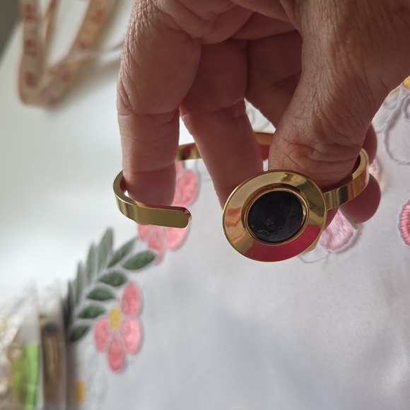 18k gold plated stainless steel Black and Gold Bracelets - Picture 6 of 7